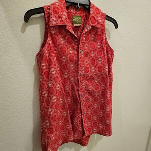 Vintage Esprit De Corp Red Bandana Western Print Sleeveless shirt 100% cotton S
